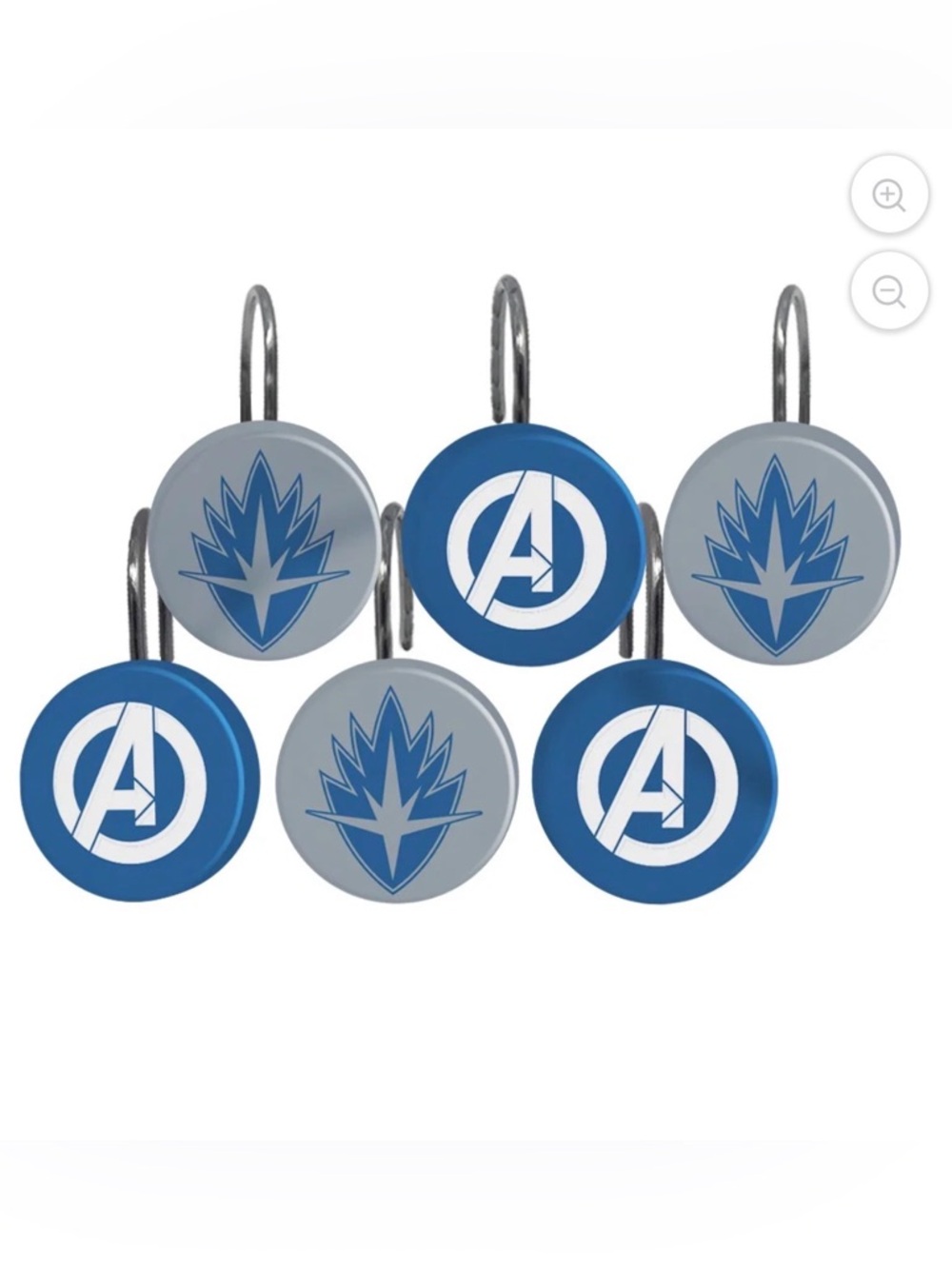Marvel Avengers Shower Curtain Hooks - Blue and Gray